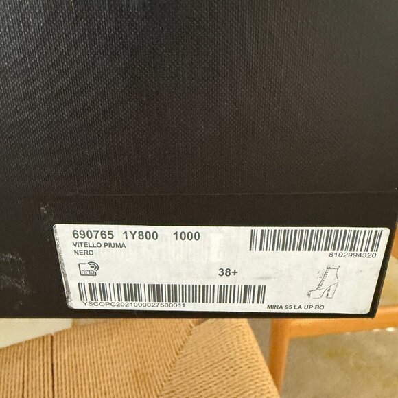 YSL Saint Laurent 690765 Women's Mina 95 Black Platform Leather Boots sz 38.5 - Picture 12 of 15